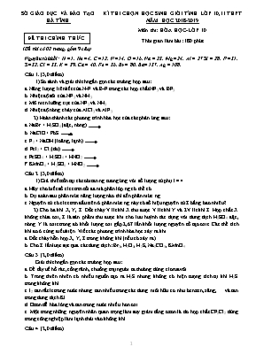 Đề thi chọn học sinh giỏi tỉnh môn Hóa học Lớp 10, 11 THPT - Năm học 2018-2019 - Sở giáo dục và đào tạo Hà Tĩnh (Có đáp án)